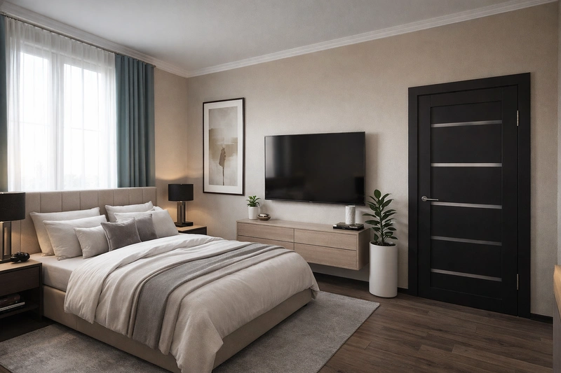 Дизайн спальни в стиле Контемпорари — фото интерьера от нейросети RoomGPT