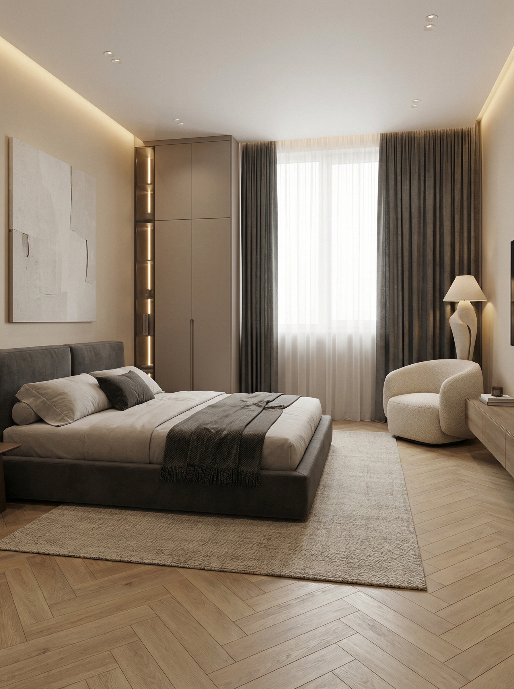 Дизайн спальни в стиле Минимализм — фото интерьера от нейросети RoomGPT
