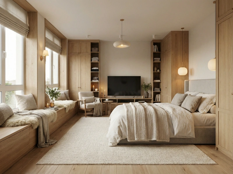 Дизайн интерьера в стиле Хюгге — Спальня от нейросети RoomGPT