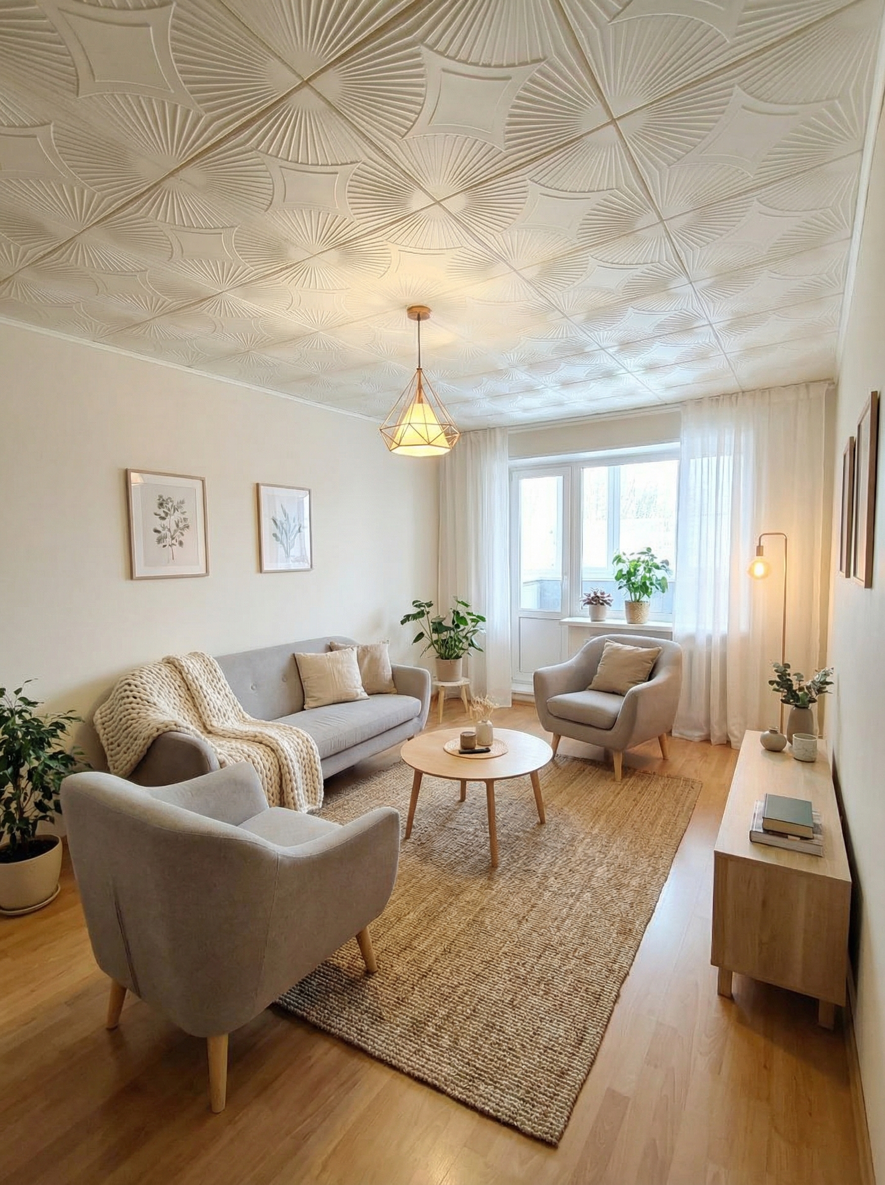 Дизайн гостиной в стиле Хюгге — фото интерьера от нейросети RoomGPT