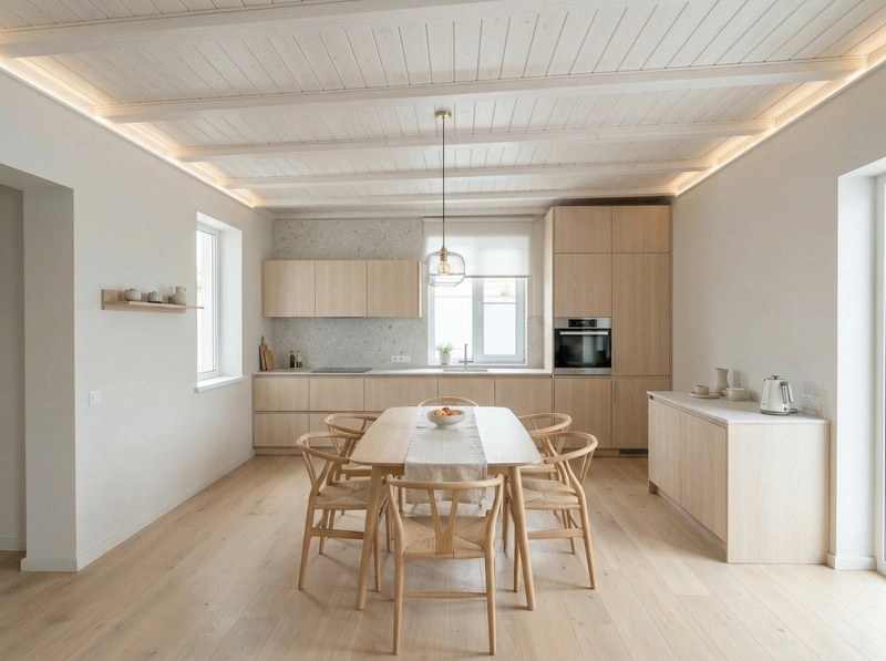 Дизайн кухни в стиле Сканди — фото интерьера от нейросети RoomGPT