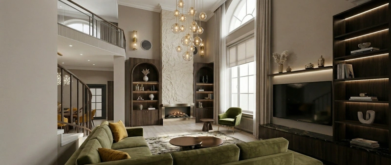 Дизайн гостиной в стиле Британский — фото интерьера от нейросети RoomGPT