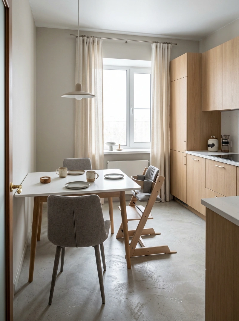 Дизайн интерьера в стиле Сканди — Кухня от нейросети RoomGPT