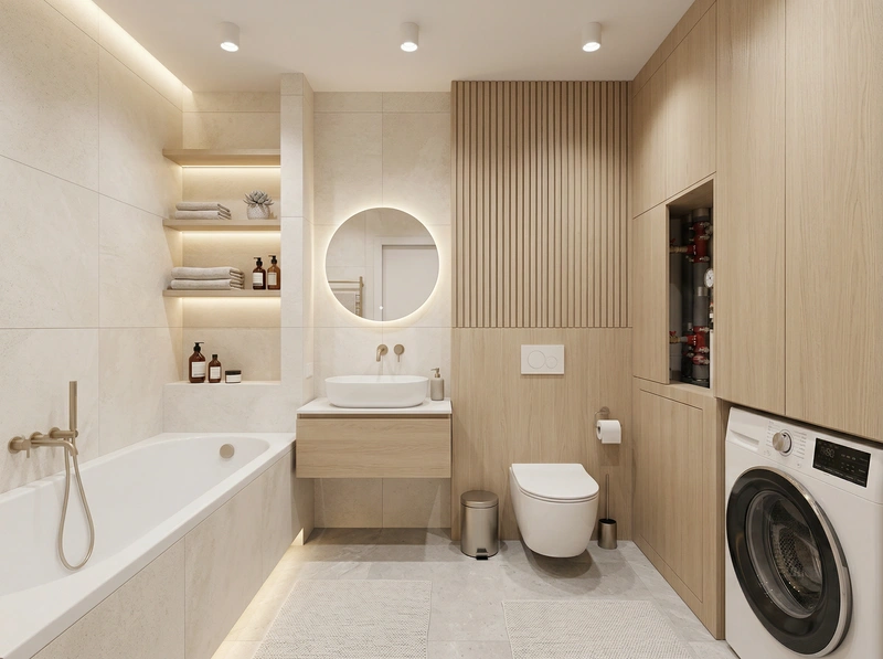 Дизайн интерьера в стиле Сканди — Ванная от нейросети RoomGPT