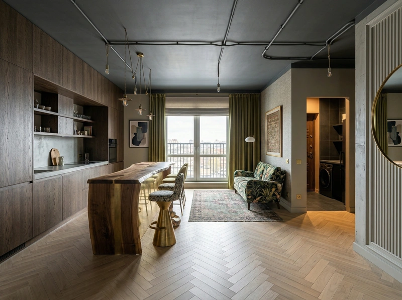 Дизайн гостиной в стиле Эклектика — фото интерьера от нейросети RoomGPT