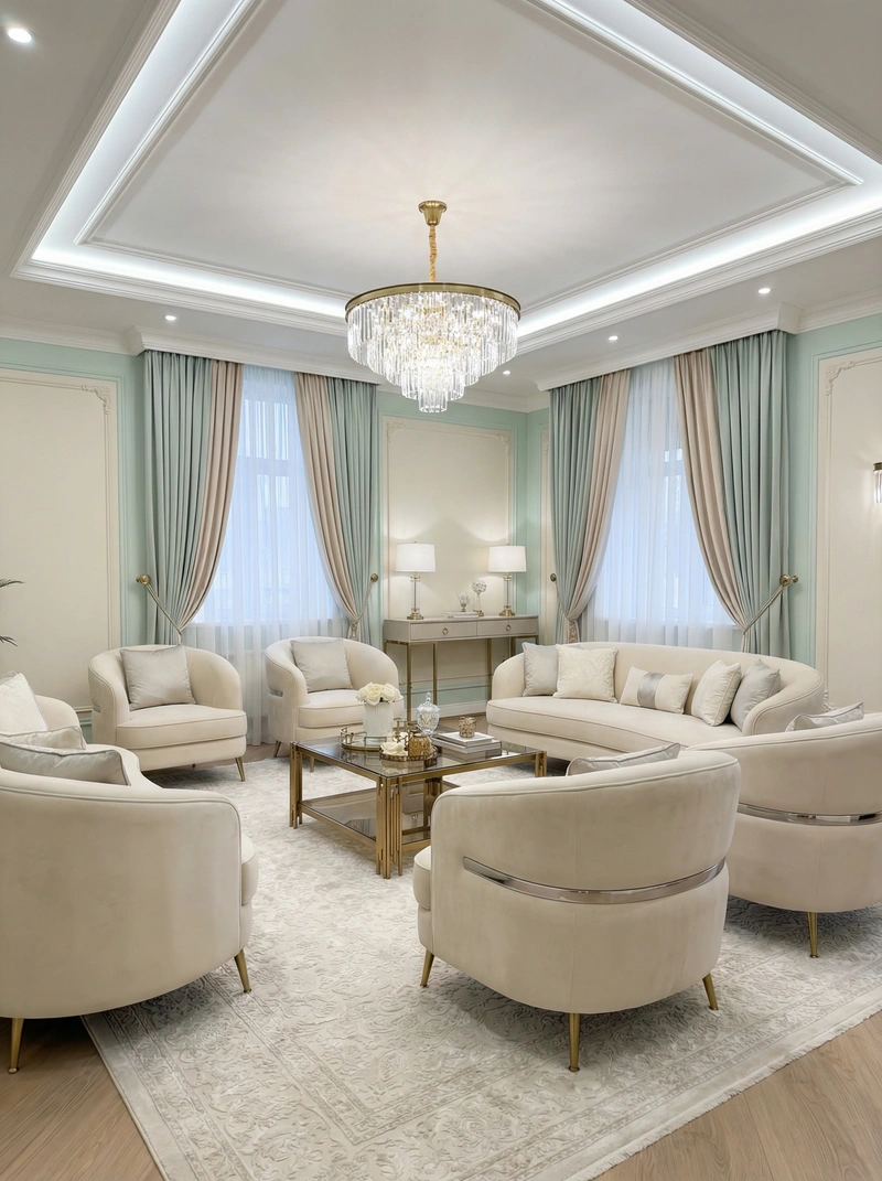 Дизайн интерьера в стиле Неоклассика — Гостиная от нейросети RoomGPT