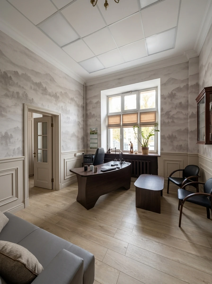 Дизайн кабинета в стиле Классика — фото интерьера от нейросети RoomGPT