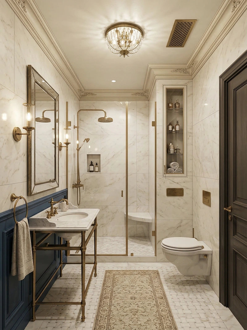 Дизайн ванной в стиле Классика — фото интерьера от нейросети RoomGPT