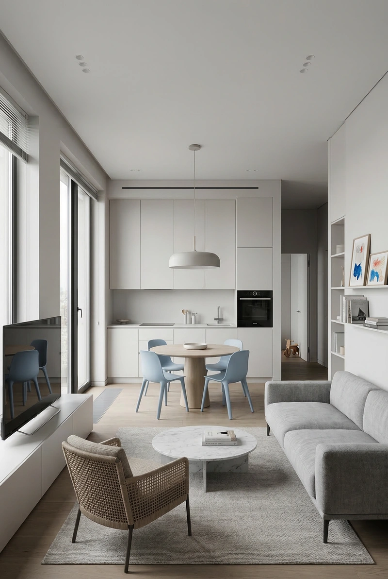 Дизайн интерьера в стиле Минимализм — Гостиная от нейросети RoomGPT