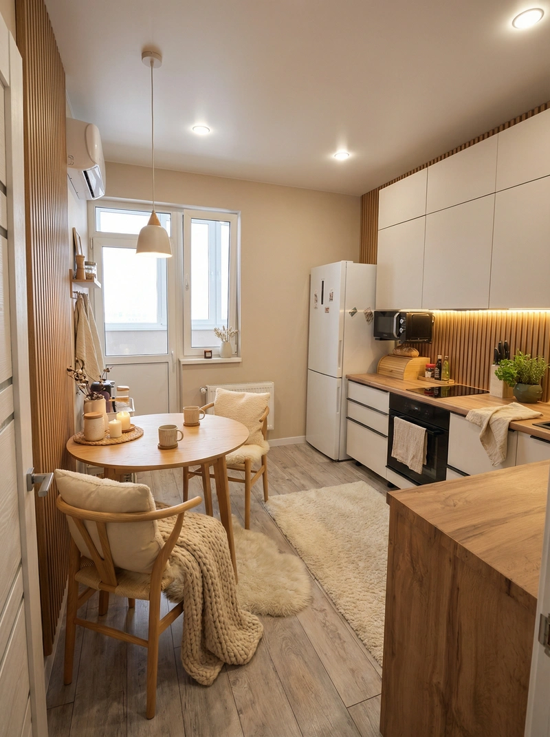 Дизайн интерьера в стиле Хюгге — Кухня от нейросети RoomGPT