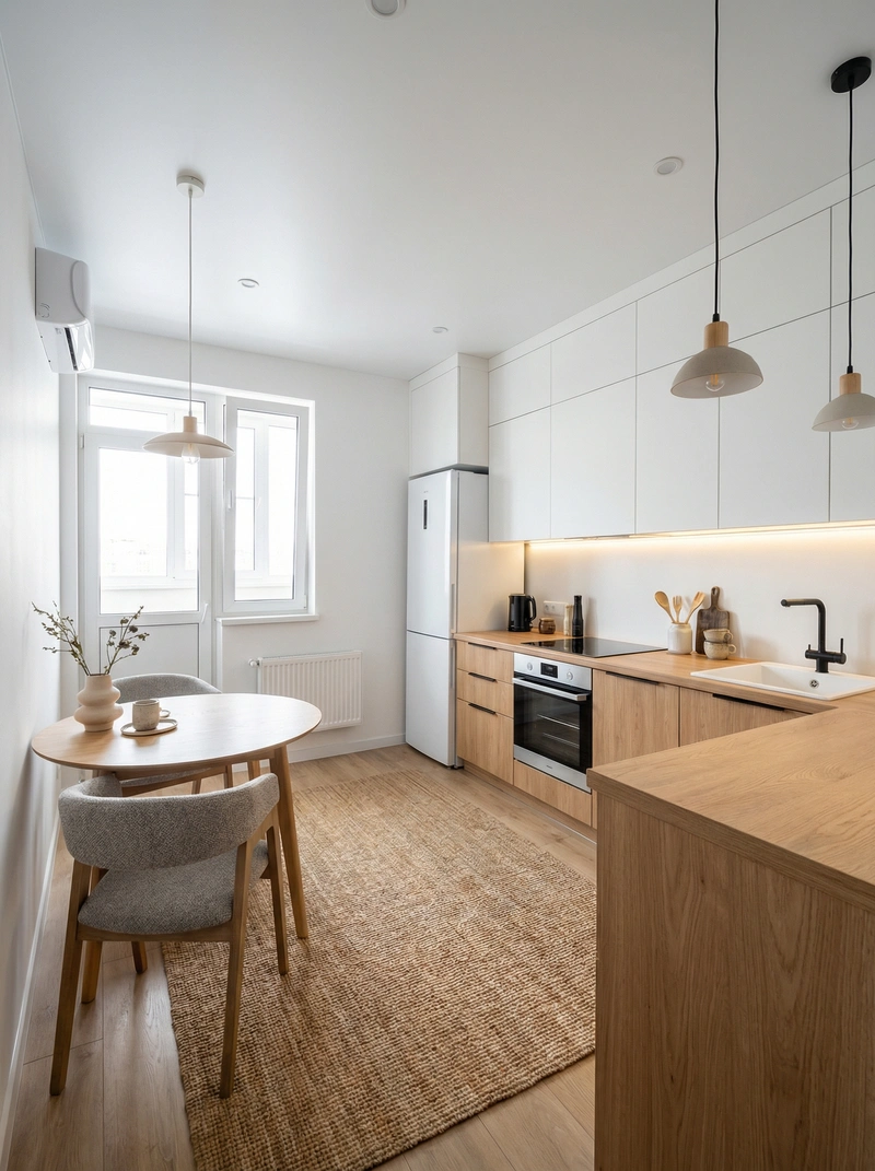 Дизайн интерьера в стиле Сканди — Кухня от нейросети RoomGPT