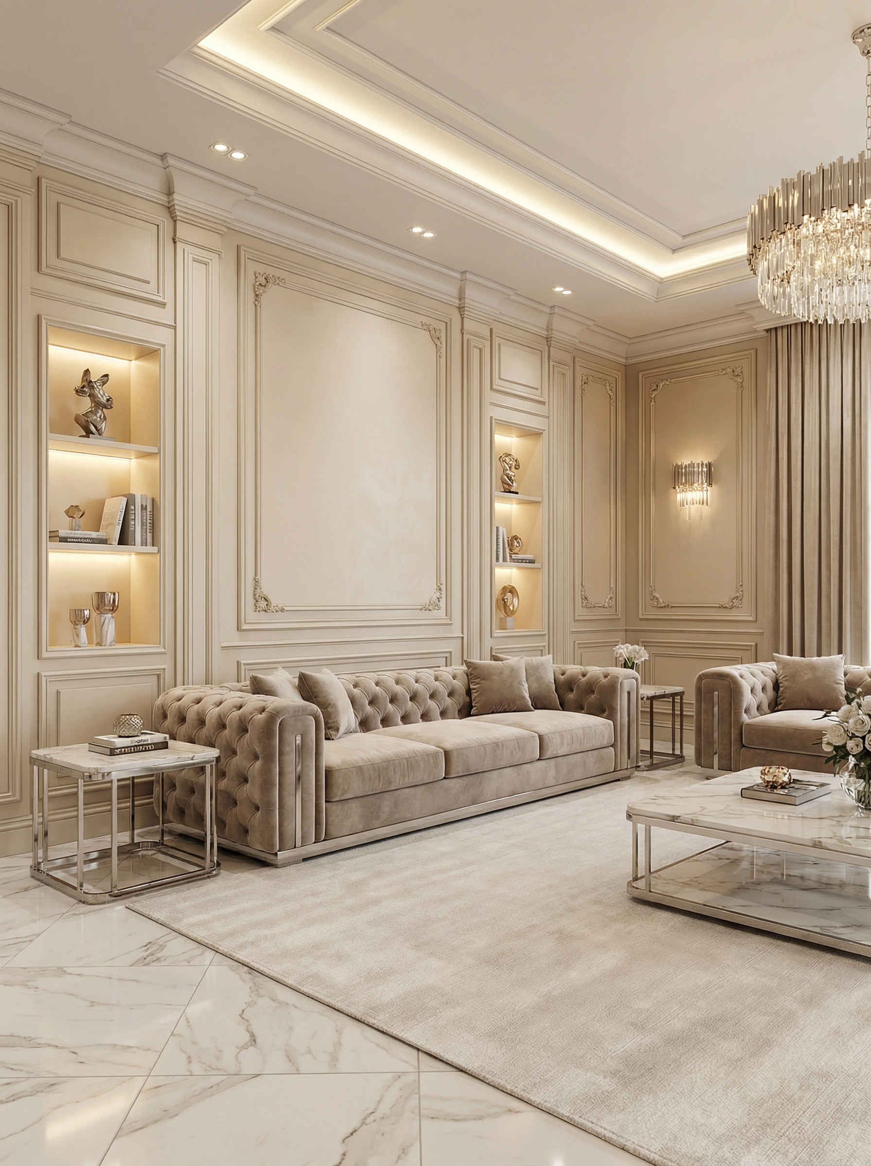 Дизайн гостиной в стиле Классика — фото интерьера от нейросети RoomGPT