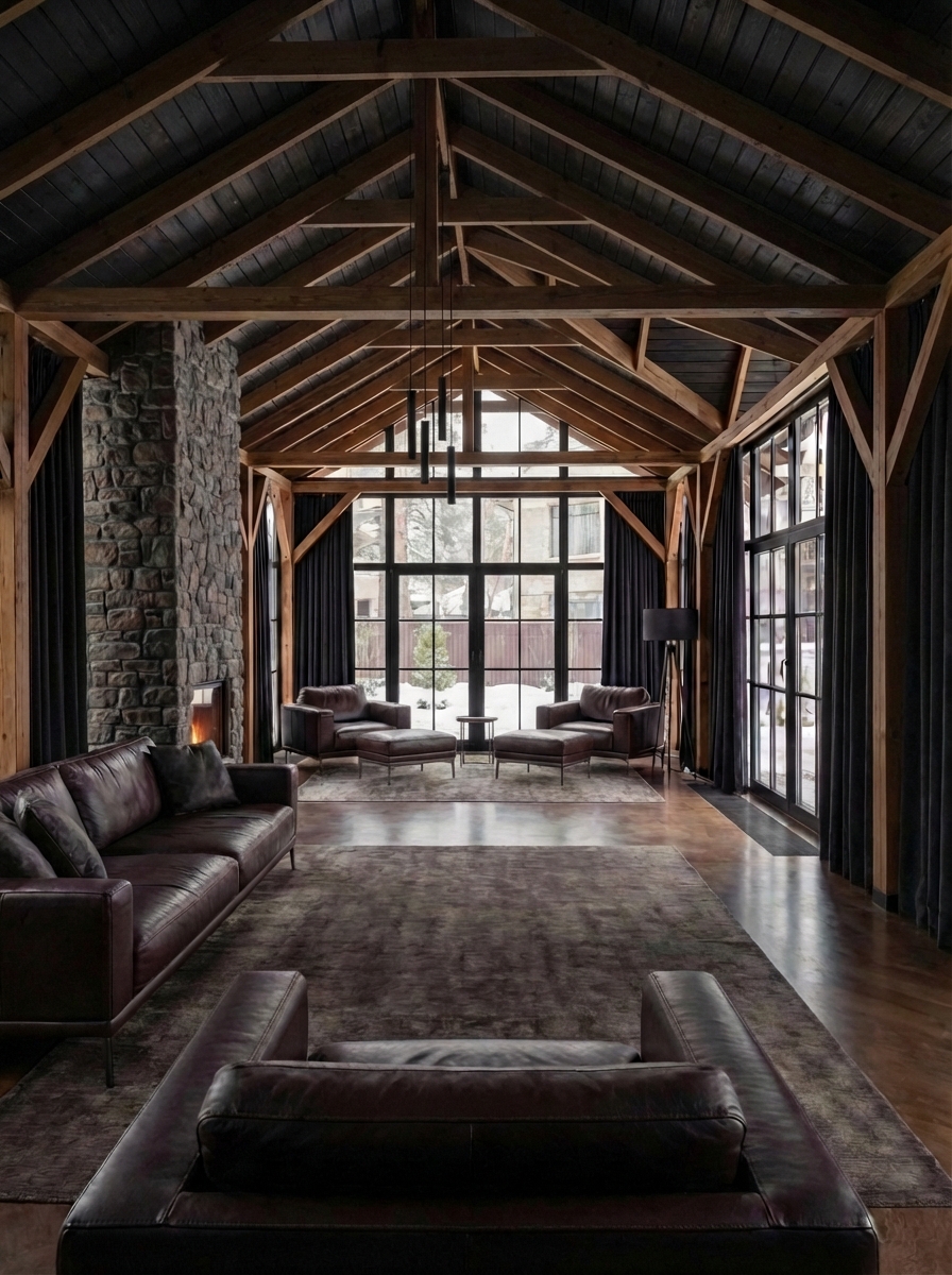 Дизайн гостиной в стиле Блэктэк — фото интерьера от нейросети RoomGPT