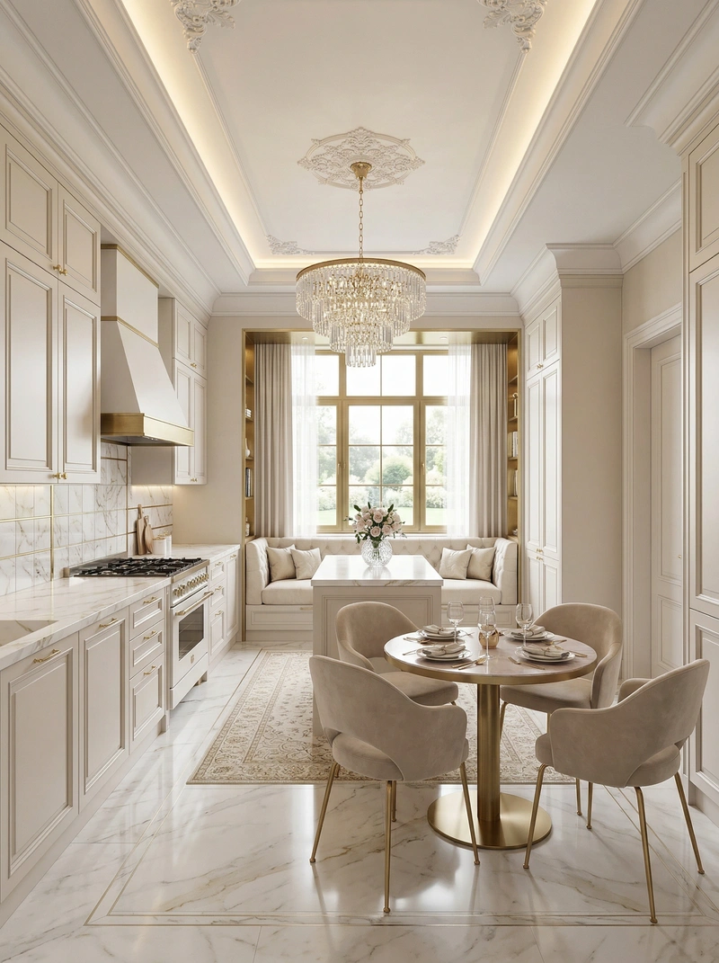 Дизайн интерьера в стиле Неоклассика — Кухня от нейросети RoomGPT