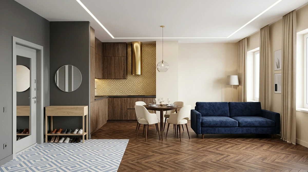 Дизайн интерьера в стиле Минимализм — Гостиная от нейросети RoomGPT