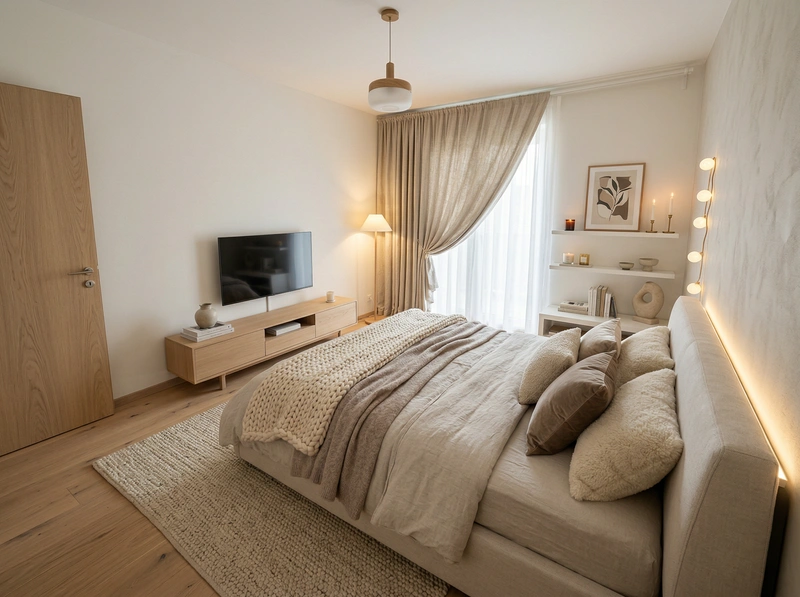 Дизайн интерьера в стиле Хюгге — Спальня от нейросети RoomGPT