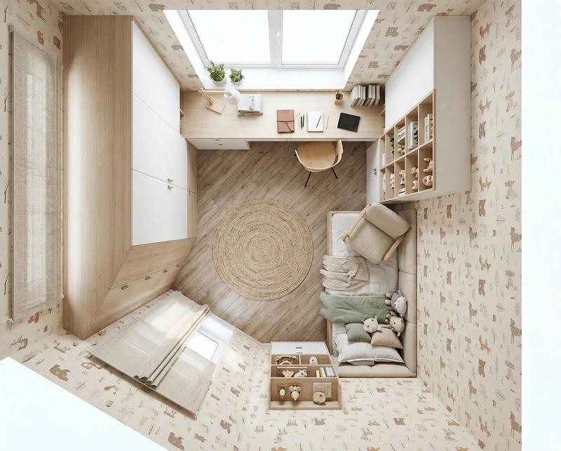 Дизайн детской в стиле Сканди — фото интерьера от нейросети RoomGPT