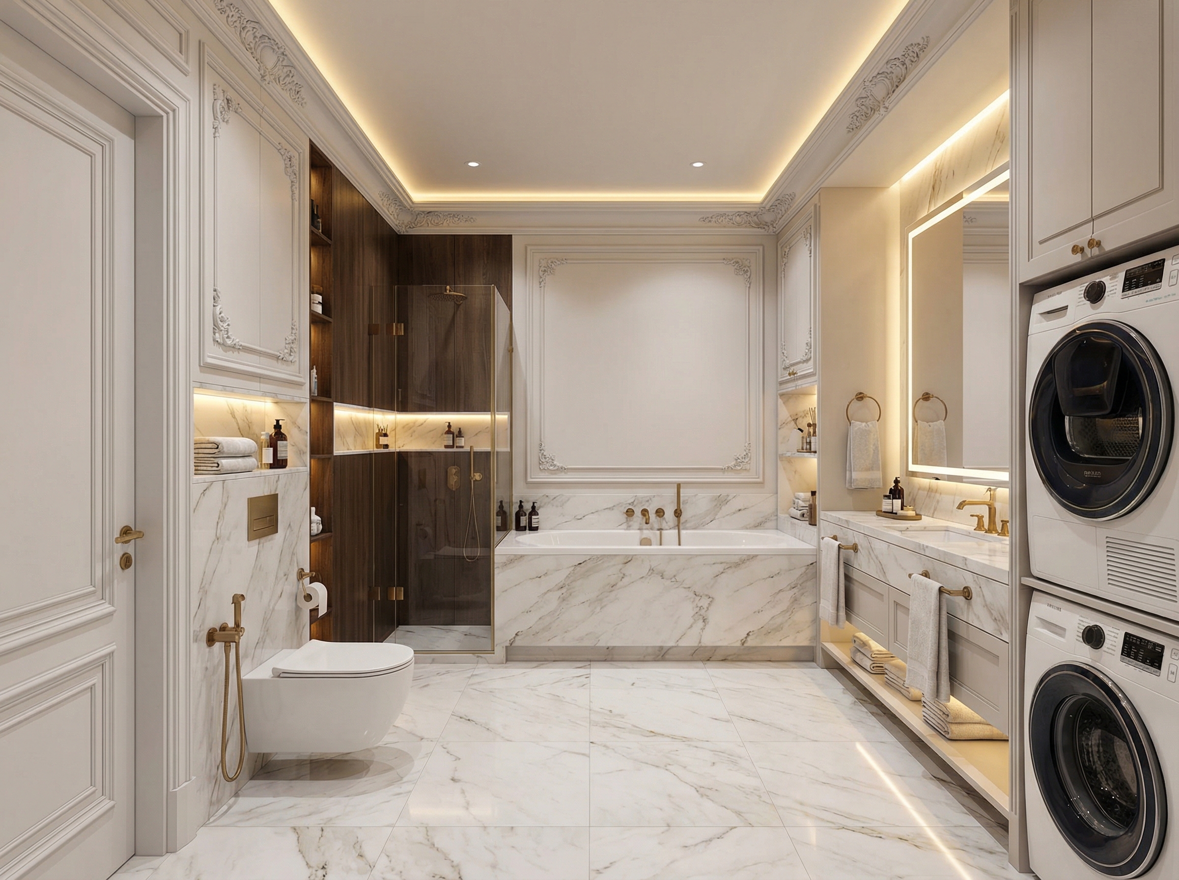 Дизайн ванной в стиле Классика — фото интерьера от нейросети RoomGPT