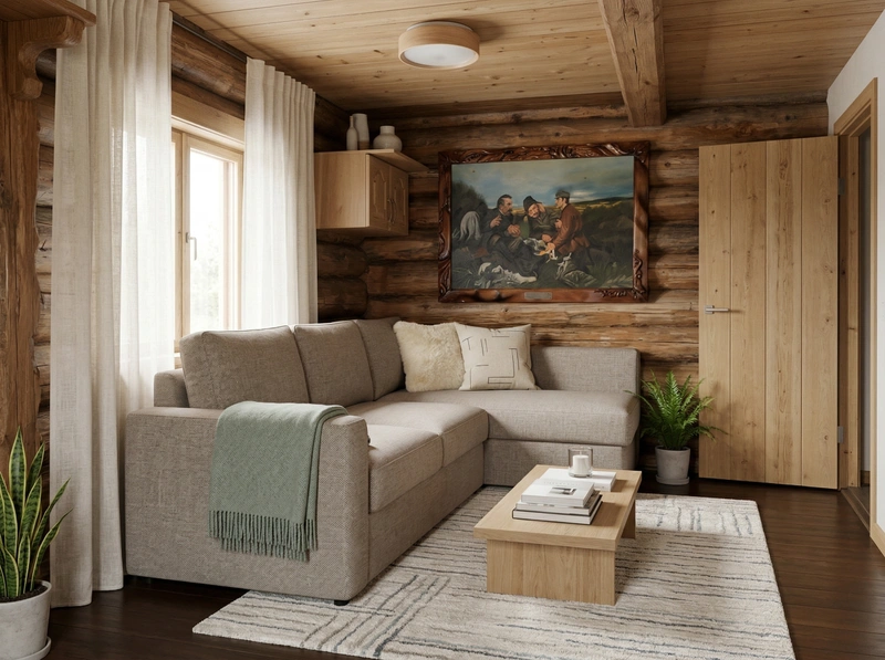 Дизайн гостиной в стиле Хюгге — фото интерьера от нейросети RoomGPT