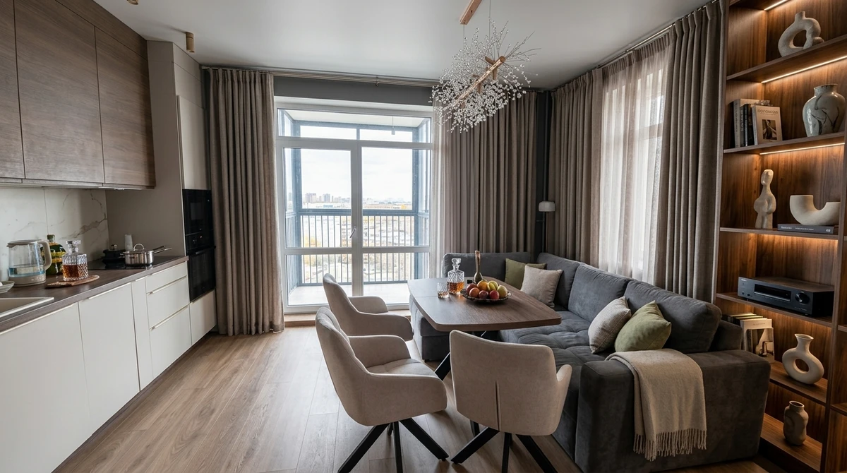 Дизайн гостиной в стиле Контемпорари — фото интерьера от нейросети RoomGPT
