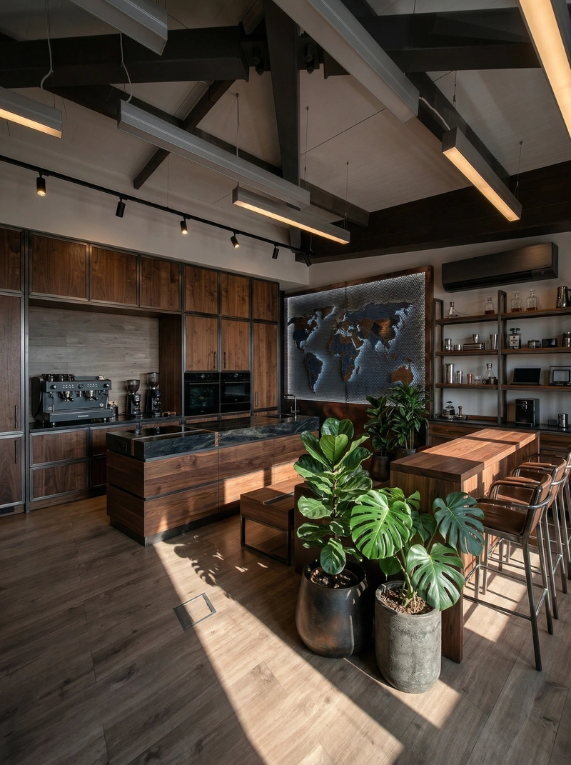 Дизайн кухни в стиле Блэктэк — фото интерьера от нейросети RoomGPT