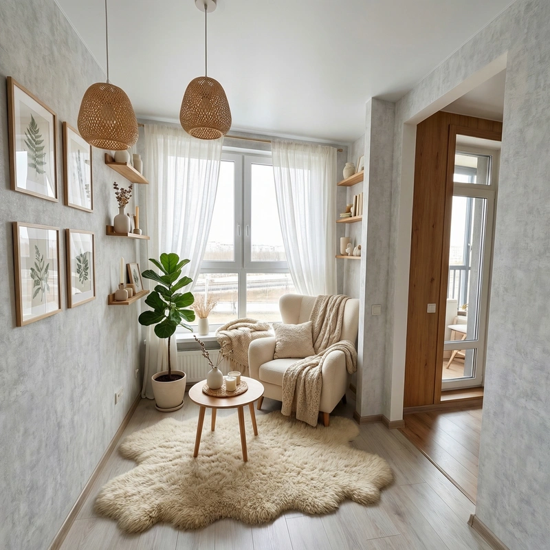 Дизайн интерьера в стиле Хюгге — Гостиная от нейросети RoomGPT