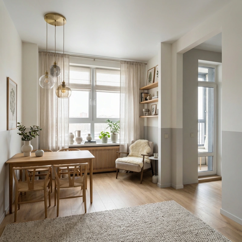 Дизайн интерьера в стиле Сканди — Гостиная от нейросети RoomGPT