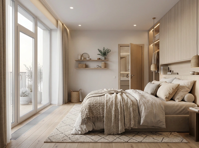 Дизайн спальни в стиле Хюгге — фото интерьера от нейросети RoomGPT