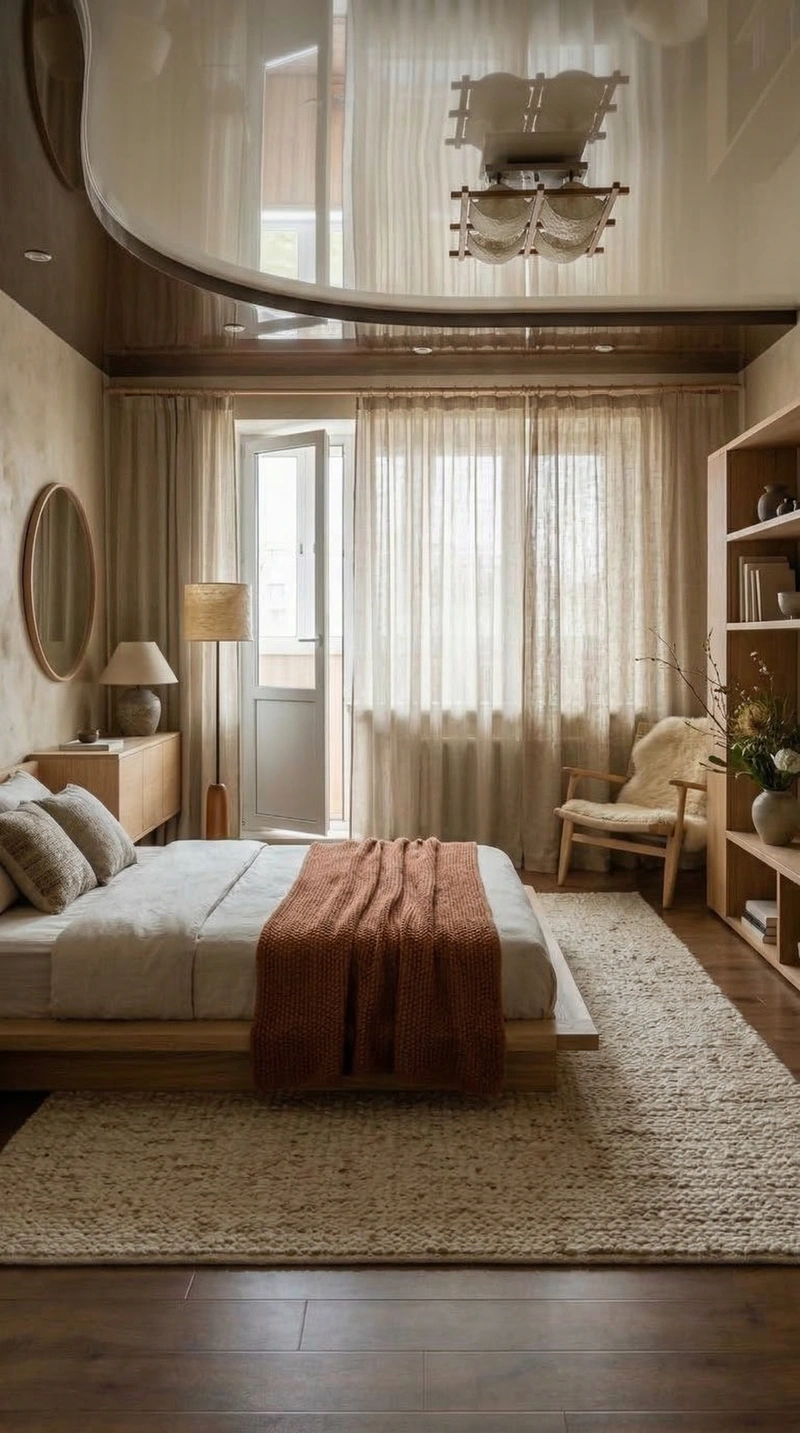 Дизайн спальни в стиле Japandi — фото интерьера от нейросети RoomGPT