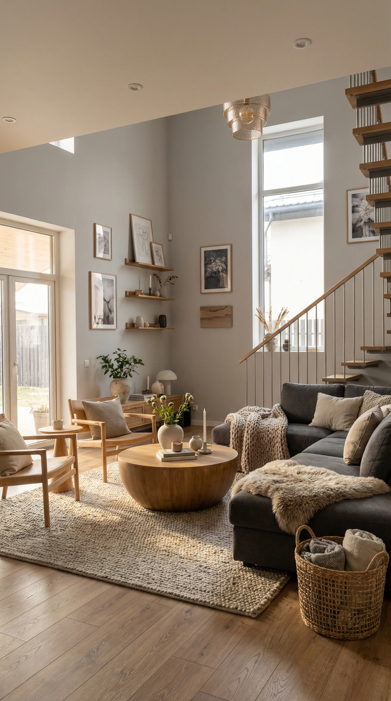 Дизайн интерьера в стиле Хюгге — Гостиная от нейросети RoomGPT