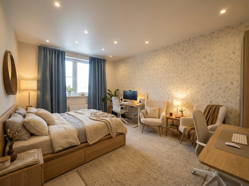 Дизайн интерьера в стиле Хюгге — Спальня от нейросети RoomGPT