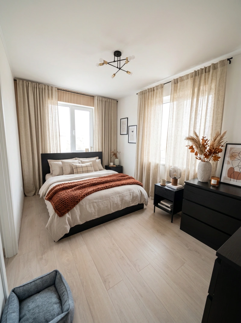 Дизайн интерьера в стиле Сканди — Спальня от нейросети RoomGPT