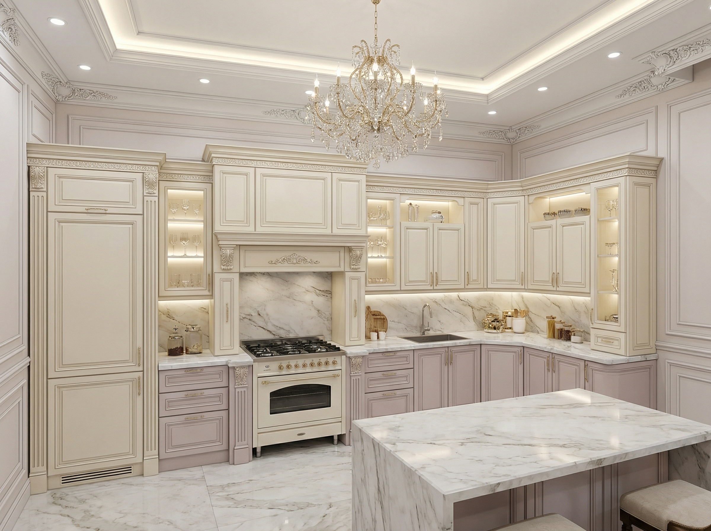 Дизайн кухни в стиле Классика — фото интерьера от нейросети RoomGPT