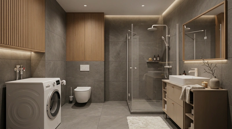 Дизайн ванной в стиле Хюгге — фото интерьера от нейросети RoomGPT