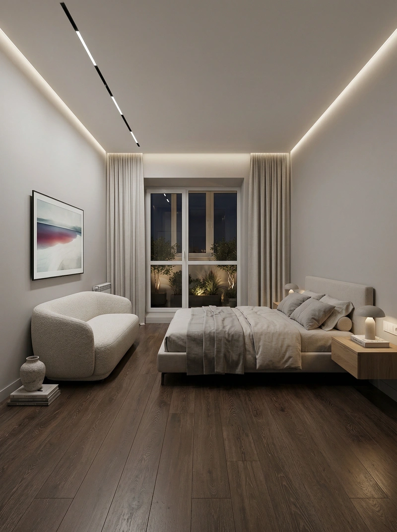 Дизайн интерьера в стиле Минимализм — Спальня от нейросети RoomGPT