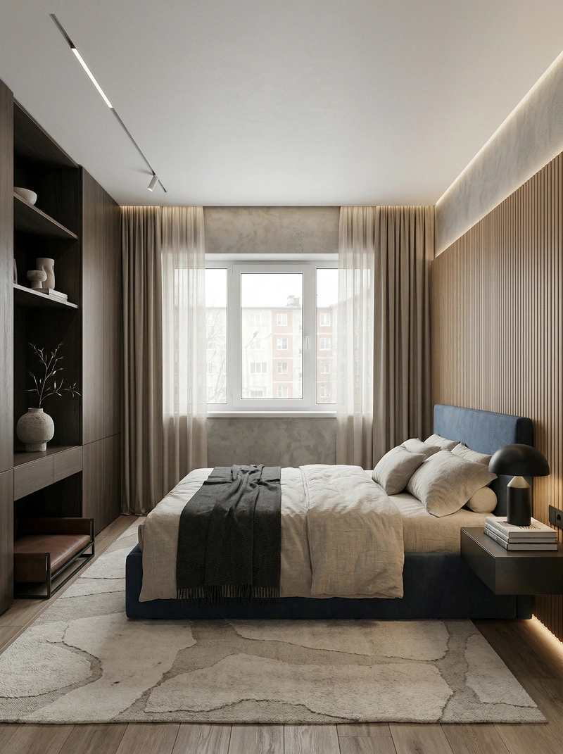 Дизайн спальни в стиле Минимализм — фото интерьера от нейросети RoomGPT
