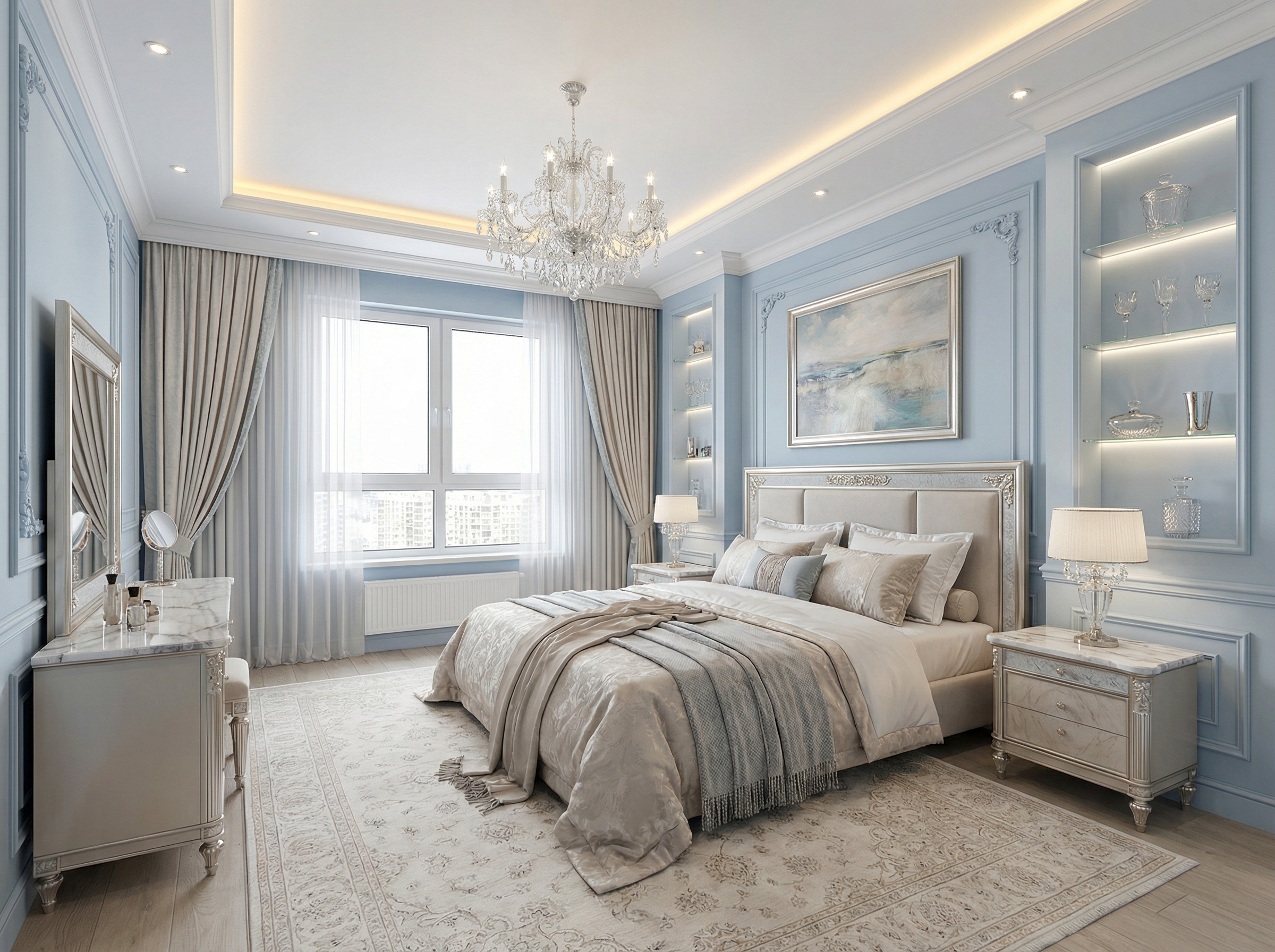 Дизайн спальни в стиле Классика — фото интерьера от нейросети RoomGPT