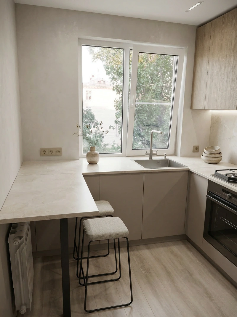 Дизайн интерьера в стиле Минимализм — Кухня от нейросети RoomGPT