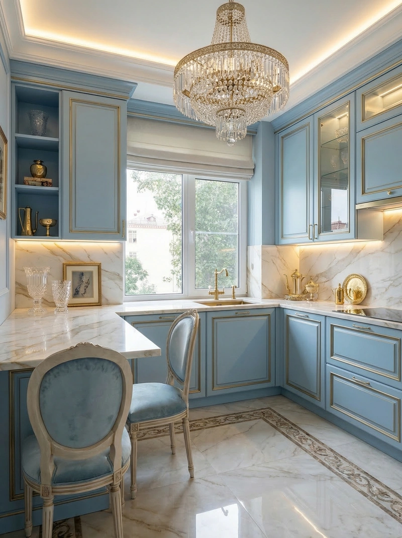Дизайн кухни в стиле Неоклассика — фото интерьера от нейросети RoomGPT