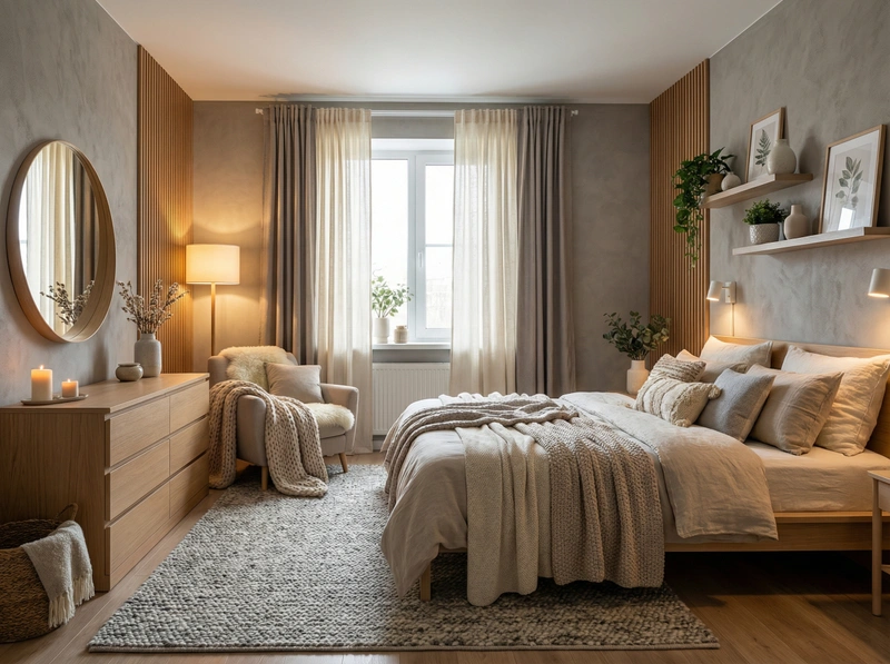 Дизайн интерьера в стиле Хюгге — Спальня от нейросети RoomGPT