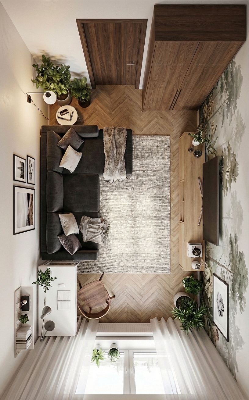 Дизайн гостиной в стиле Сканди — фото интерьера от нейросети RoomGPT