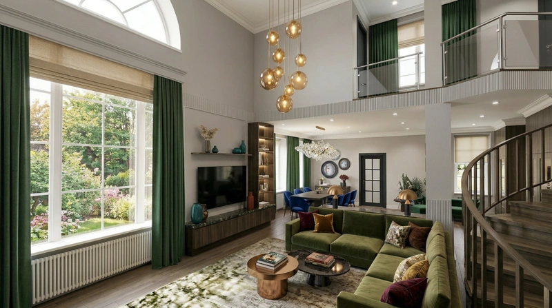 Дизайн гостиной в стиле Британский — фото интерьера от нейросети RoomGPT