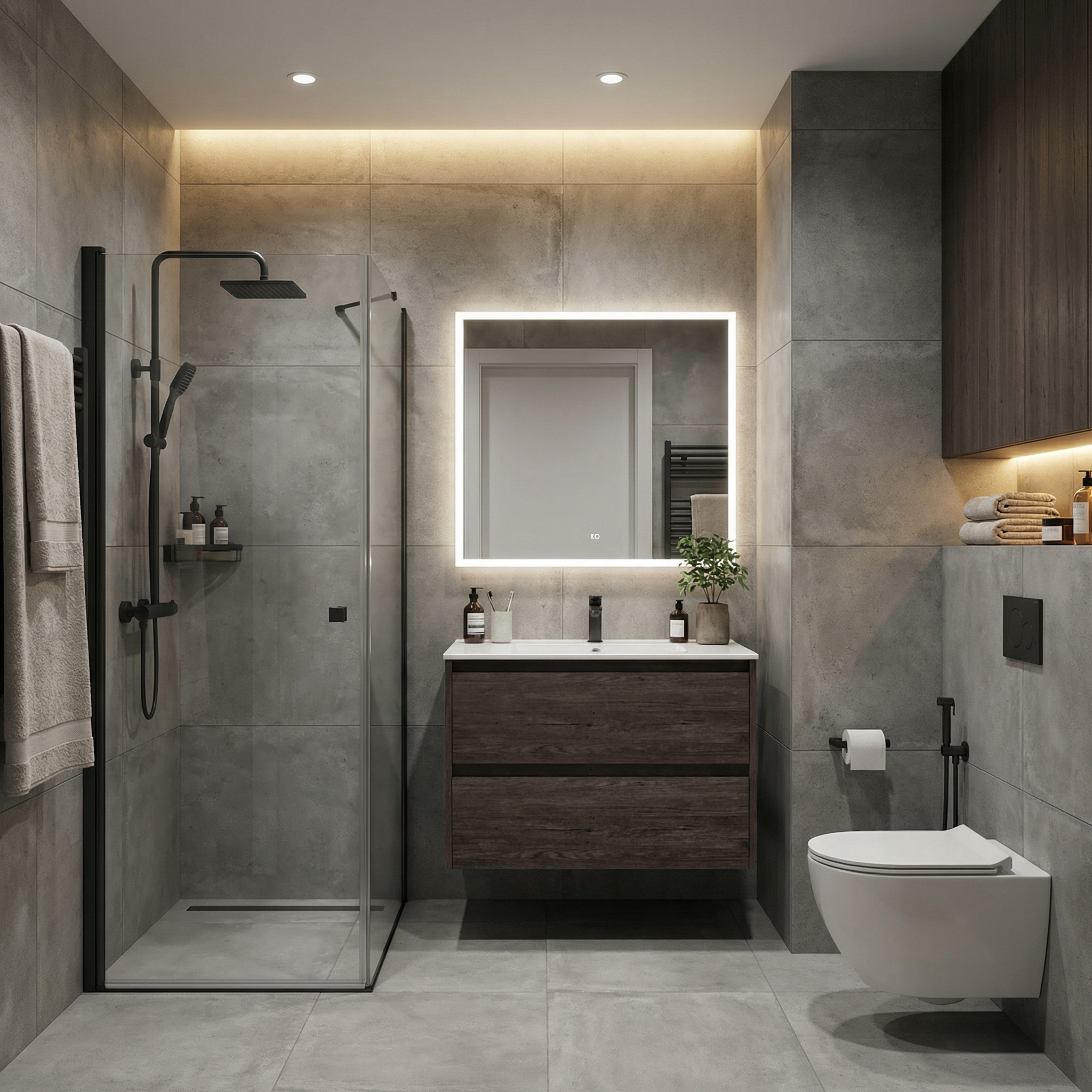 Дизайн ванной в стиле Контемпорари — фото интерьера от нейросети RoomGPT