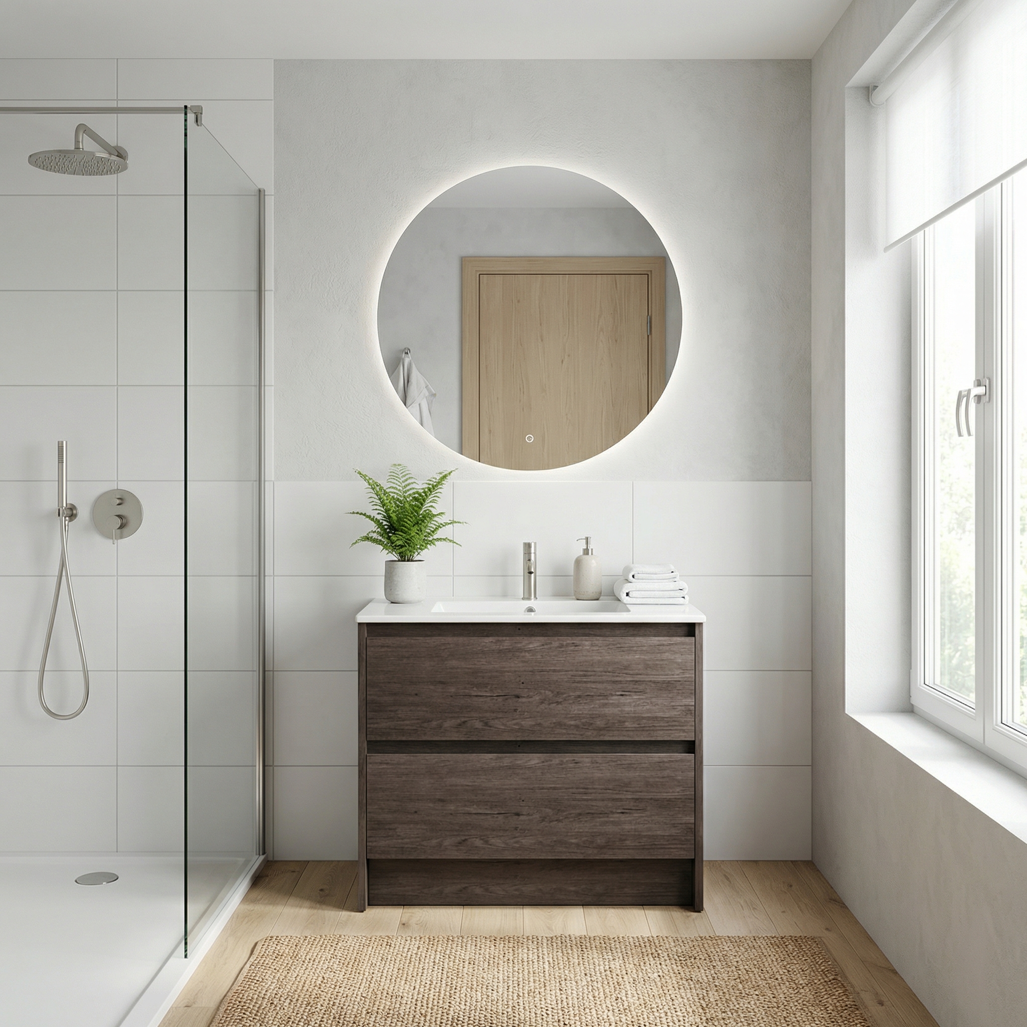 Дизайн ванной в стиле Сканди — фото интерьера от нейросети RoomGPT