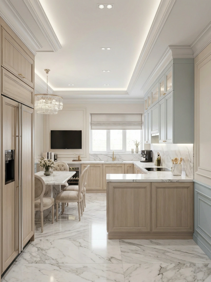 Дизайн интерьера в стиле Классика — Кухня от нейросети RoomGPT