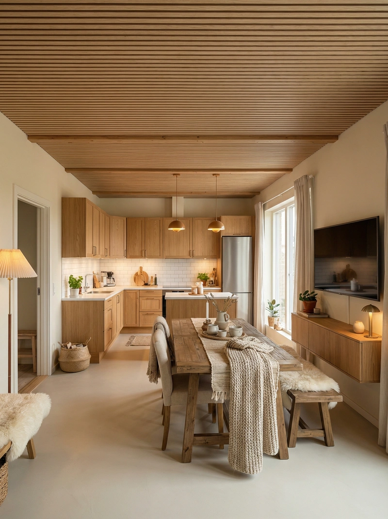Дизайн интерьера в стиле Хюгге — Кухня от нейросети RoomGPT