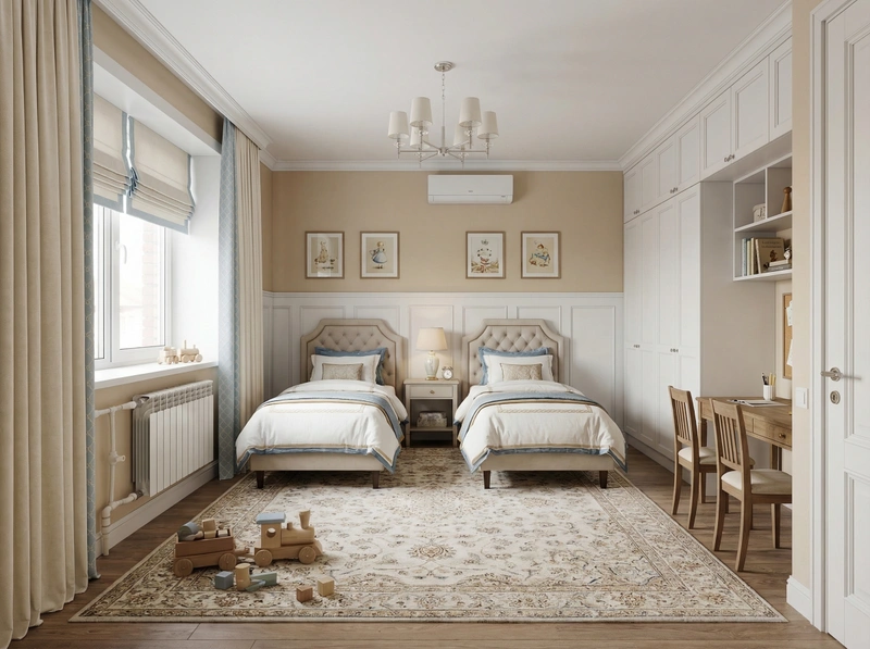 Дизайн детской в стиле Классика — фото интерьера от нейросети RoomGPT