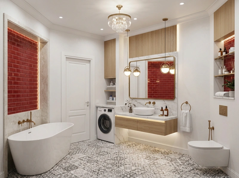 Дизайн ванной в стиле Неоклассика — фото интерьера от нейросети RoomGPT