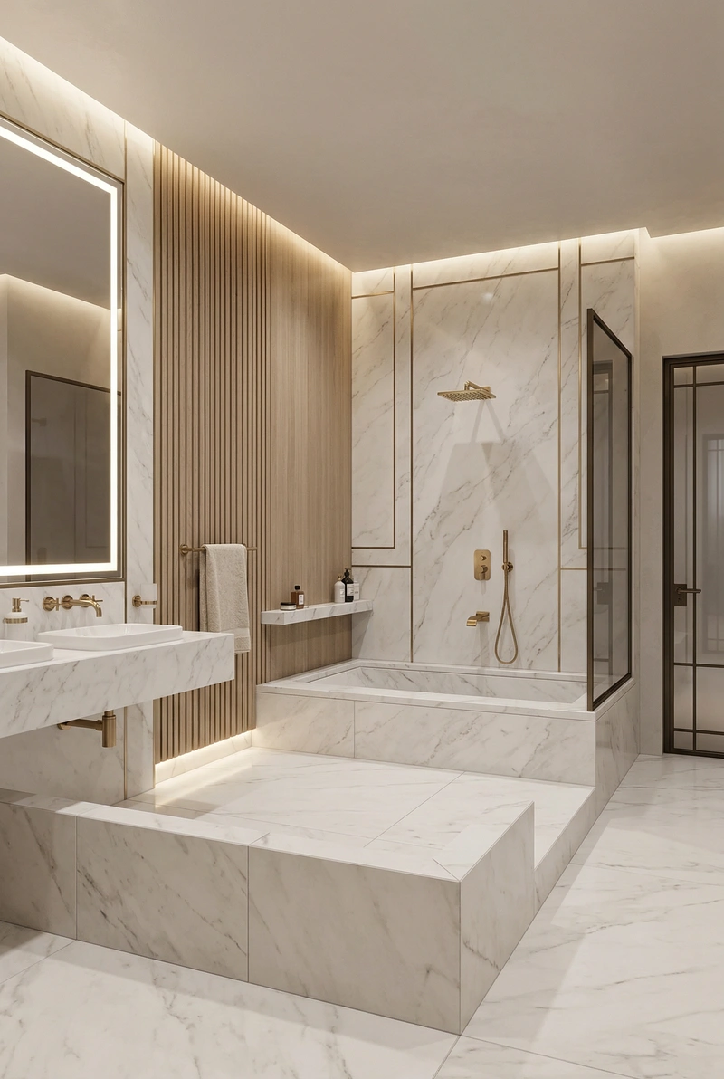 Дизайн интерьера в стиле Неоклассика — Ванная от нейросети RoomGPT