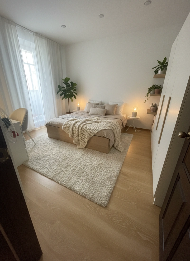 Дизайн интерьера в стиле Хюгге — Спальня от нейросети RoomGPT